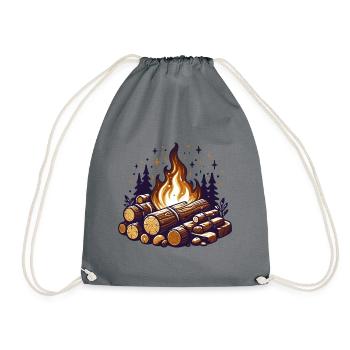 LAGERFEUER WALD WINTER WÄRME LAGER FEUER HOLZSTAMM - Turnbeutel - Grau - Vorne