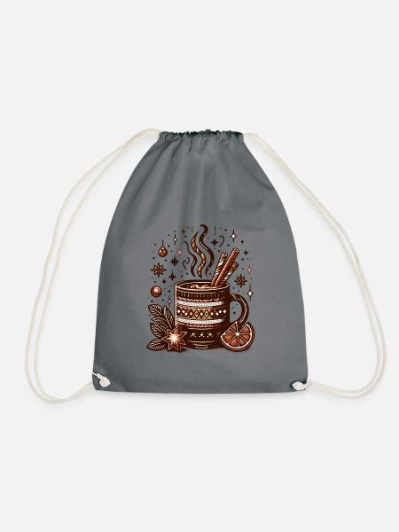 WINTERLICHES HEISSGETRÄNK KAFFEE CAFE TEE RUHEZEIT - Turnbeutel - Grau