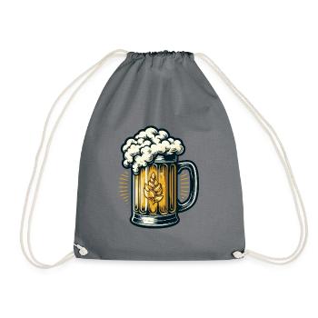 DRAUGHT BEER, DRINK, DRINK, PITCHER, MALT, HOPS - Drawstring Bag - grey - Front