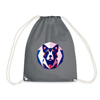 Dog - Polygon Art - Turnbeutel - Grau - Vorne