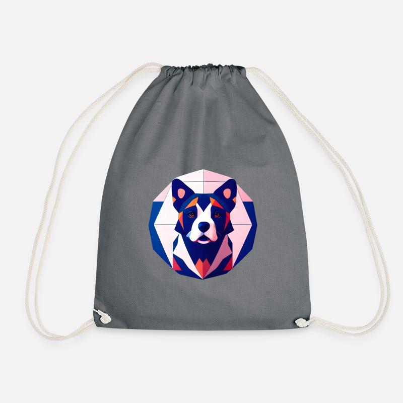 Dog - Polygon Art - Turnbeutel - Grau