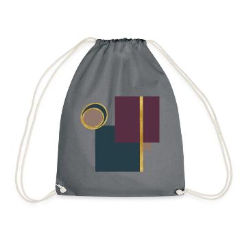 Geometric Artwork with Squares, Circles and Gold - Drawstring Bag - grey - Front