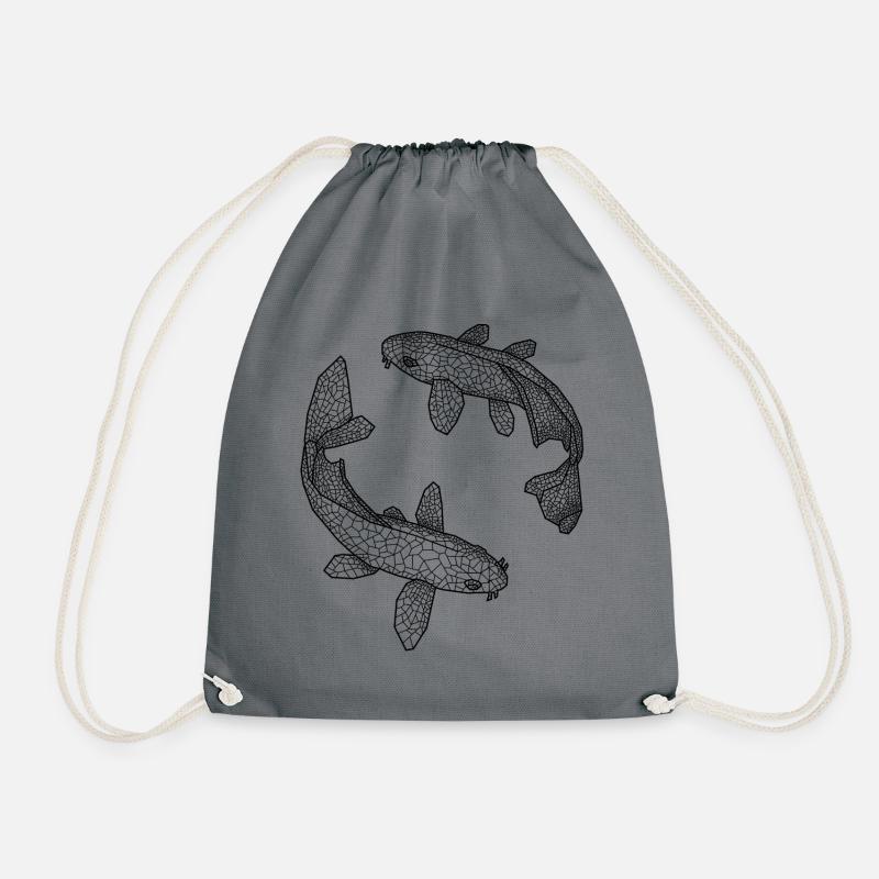 fish - Drawstring Bag - grey