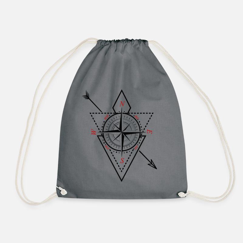 Compass - Drawstring Bag - grey