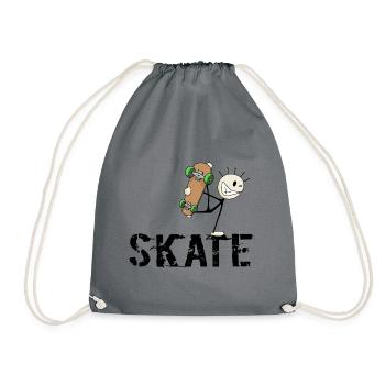 Skate kleiner Skater Tricks Skatboard Geschenk - Turnbeutel - Grau - Vorne