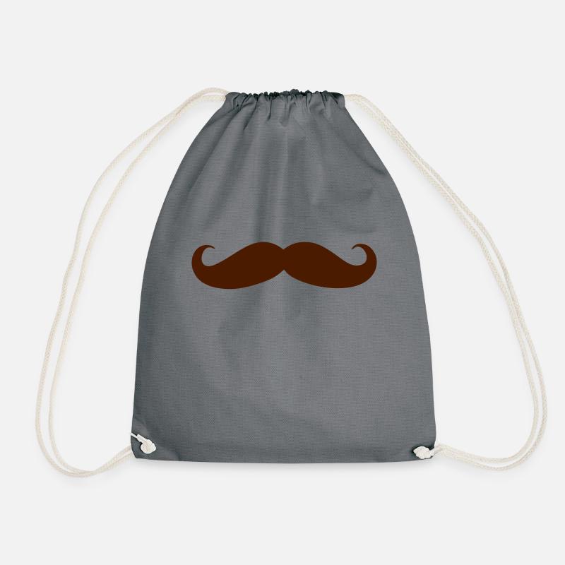 Mustache - Drawstring Bag - grey