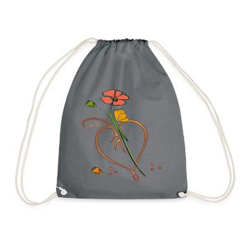 Fleurs, fleur avec feuille en forme de cœur - Sac de sport léger - gris - Devant