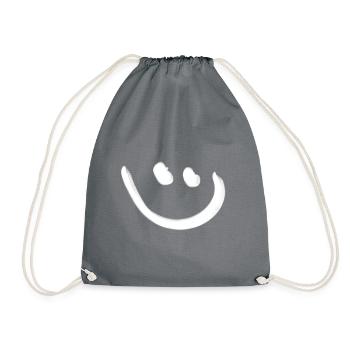 Smile happy white - Drawstring Bag - grey - Front