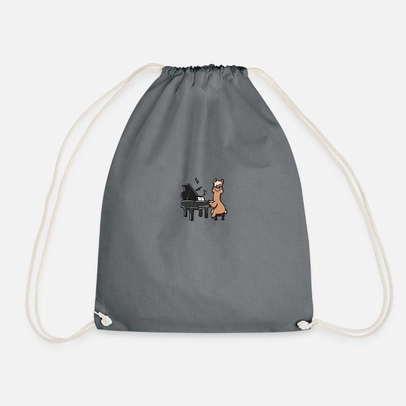 Lama plays the piano - Drawstring Bag - grey