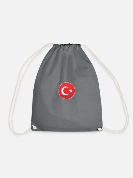 turkei flagge rund - Turnbeutel - Grau
