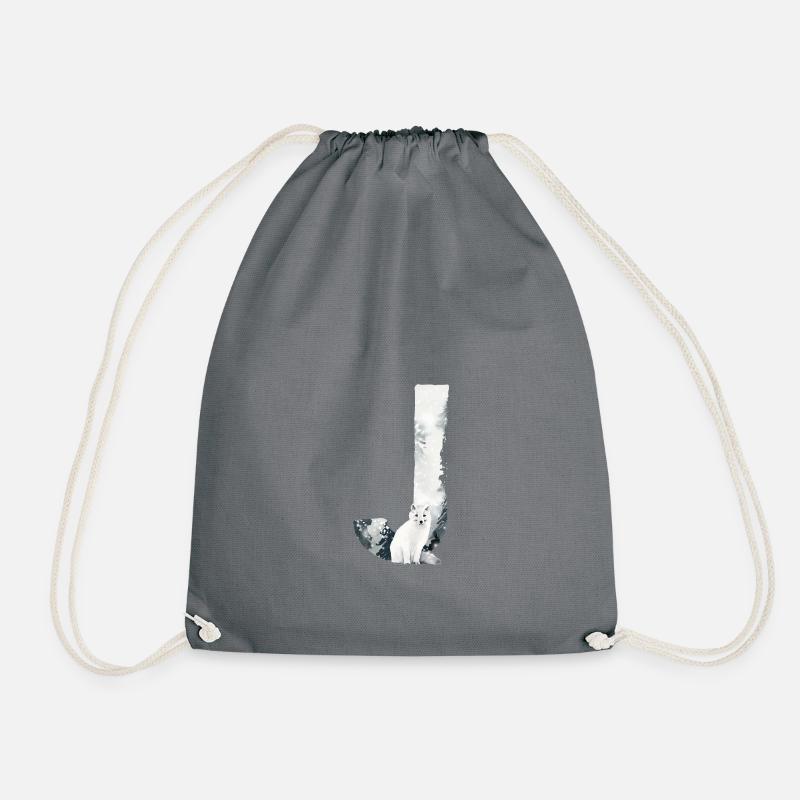 J – decorative character – winter - Drawstring Bag - grey