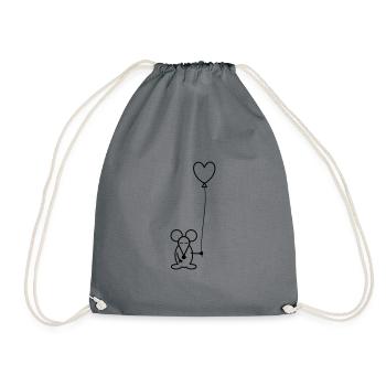 Maus mit Luftbaloon - Turnbeutel - Grau - Vorne