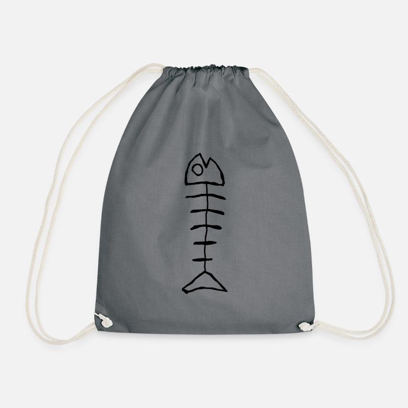 Dead fish vertical - Drawstring Bag - grey