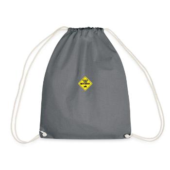 Biker caution road sign - Drawstring Bag - grey - Front