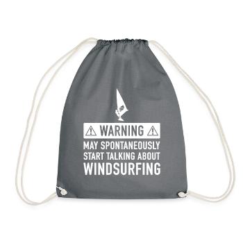 Lustige Windsurfen Geschenk-Idee - Turnbeutel - Grau - Vorne