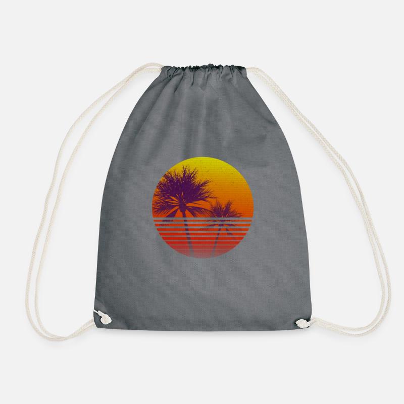 Retro Distressed California Design Sunset Palms - Turnbeutel - Grau