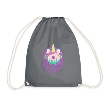 Unicorn Unicorn Donut Music Listen Lists Music - Drawstring Bag - grey - Front