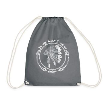 Indian headdress arrow native american gift heart - Drawstring Bag - grey - Front