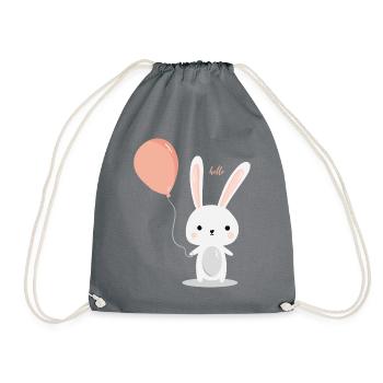 niedlicher Hase - süßes Geschenk Luftballon Sommer - Turnbeutel - Grau - Vorne