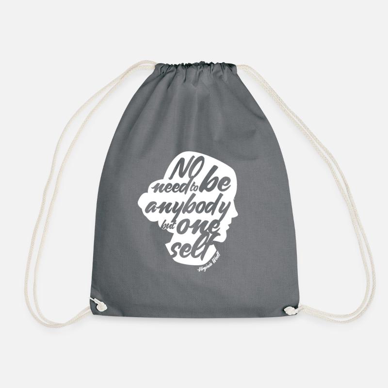 Virginia Woolf quote - Drawstring Bag - grey