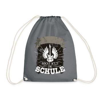 Einschulung Schule Rocken Personalisierbar - Turnbeutel - Grau - Vorne