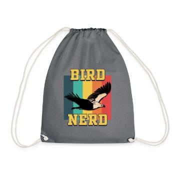 Bird NERD - Drawstring Bag - grey - Front