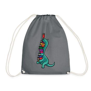 Dinosaur Dino livre lecture livres Bookworm - Sac de sport léger - gris - Devant