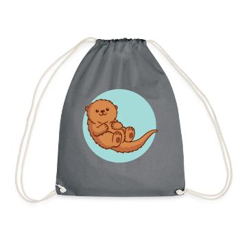 Otter Wassermarder Fischotter Zwergotter Geschenk - Turnbeutel - Grau - Vorne
