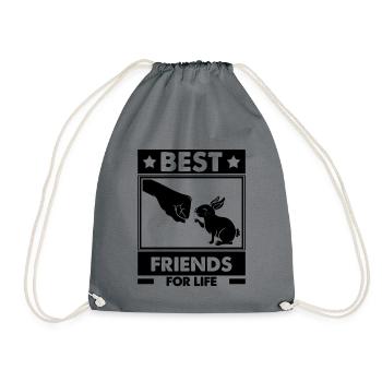 Beste Freunde fürs Leben Kaninchen Hasen Spruch - Turnbeutel - Grau - Vorne
