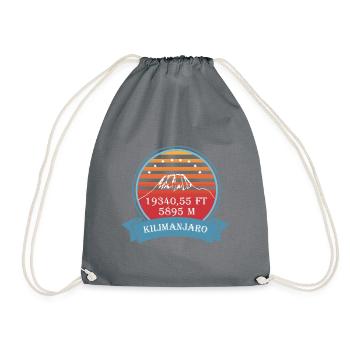 Kilimanjaro mountain nature mountaineer Tanzania retro - Drawstring Bag - grey - Front