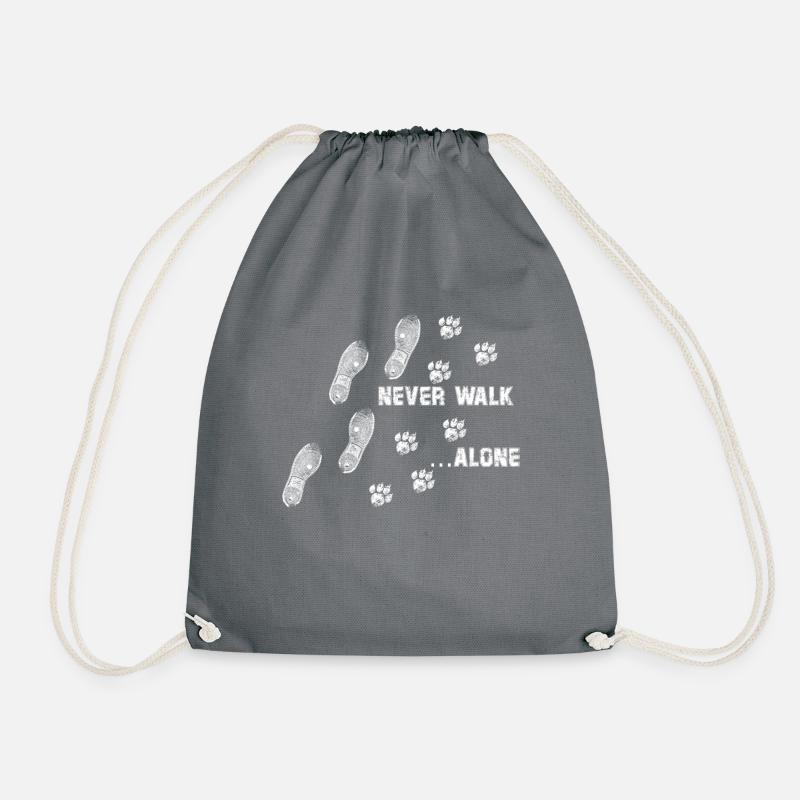 Never Walk Alone cat paw - Drawstring Bag - grey