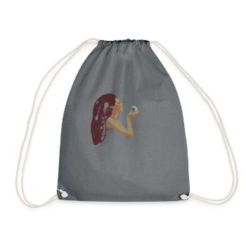 Dandelion lady dandelion flower woman mystical - Drawstring Bag - grey - Front