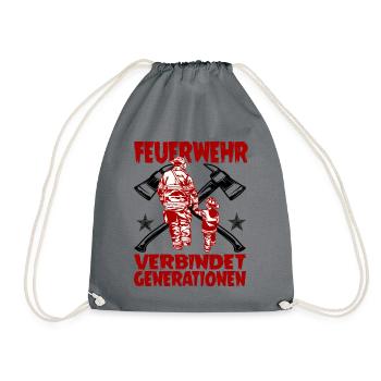 Feuerwehr Großfamilie Papa und Sohn - Turnbeutel - Grau - Vorne