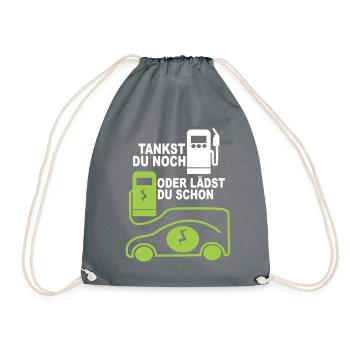 Lustiges Elektro Tankstelle Auto Bild mit Spruch. - Turnbeutel - Grau - Vorne