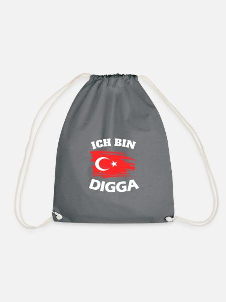 Türke Türkei Türkisch Flagge Digga Geschenk - Turnbeutel - Grau