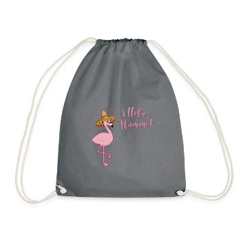 Flamingo Hola Flamigo Animal Pink Flock Hawaii - Drawstring Bag - grey - Front