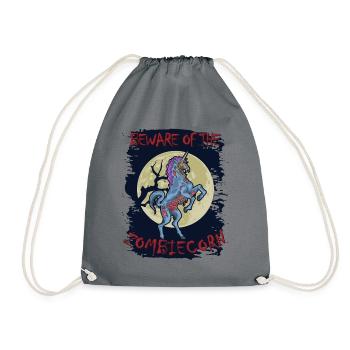 Zombiecorn Beware of the Zombiecorn Zombie Unicorn - Drawstring Bag - grey - Front