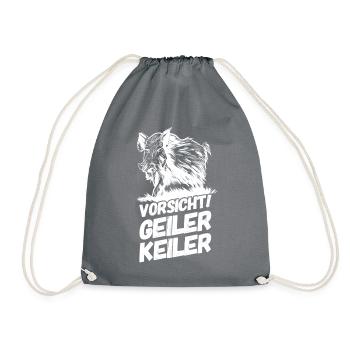 Jäger Jagen Jagd Geiler Keiler Versaut - Turnbeutel - Grau - Vorne