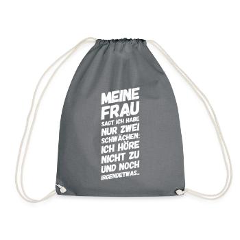 Meine Frau Zuhören Lustiger Spruch - Turnbeutel - Grau - Vorne