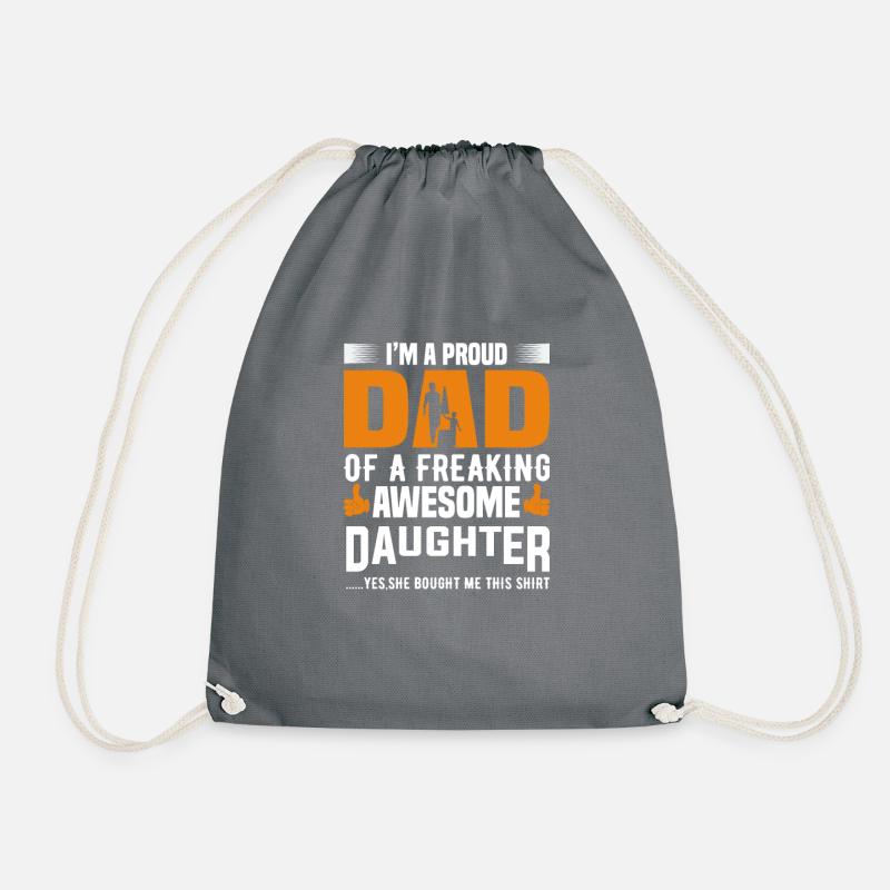Father Daughter Matching Dad Gift - Drawstring Bag - grey