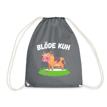 DOOFE KUH - LUSTIGES FUN DESIGN MIT DOOFER KUH - Turnbeutel - Grau - Vorne