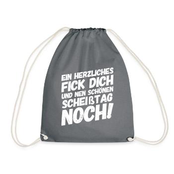 Lustige Sprüche Fick Dich - Turnbeutel - Grau - Vorne