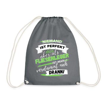 LUSTIGES FLIESENLEGER SPRUCH DESIGN ALS GESCHENK - Turnbeutel - Grau - Vorne