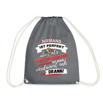 LUSTIGES FEUERWEHRMANN SPRUCH SHIRT - Turnbeutel - Grau - Vorne