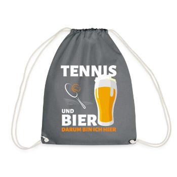 TENNIS & BIER DARUM BIN ICH HIER! LUSTIGES TENNIS - Turnbeutel - Grau - Vorne
