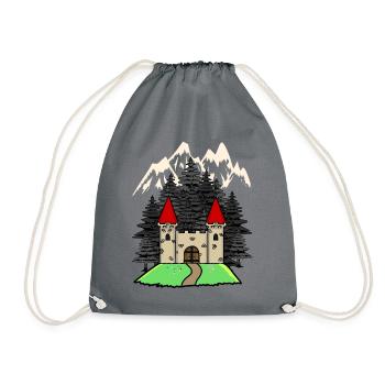 Burg Festung Mittelalter Ritter Natur Fantasy - Turnbeutel - Grau - Vorne