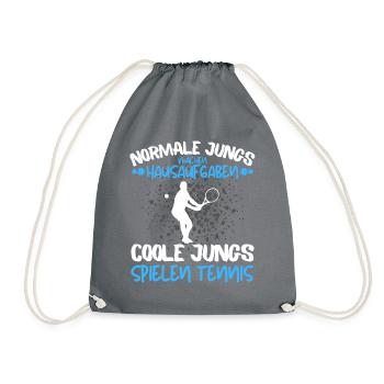 COOLE JUNGS SPIELEN TENNIS! COOLES TENNIS SPRUCH - Turnbeutel - Grau - Vorne