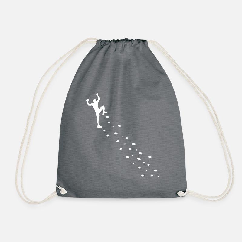 Climbing climb boulder mountain mountains - Drawstring Bag - grey