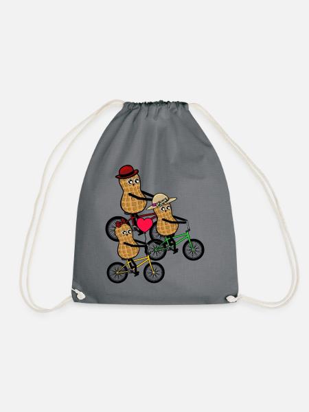Familie Ausflug Kinder Erdnuss Fahrrad fahren - Turnbeutel - Grau