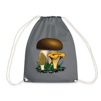Cueillette de champignons : cèpe, chanterelles, morilles - Sac de sport léger - gris - Devant
